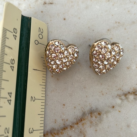 Swarovski Pave Crystal Heart Earrings Pierced - Picture 8 of 9